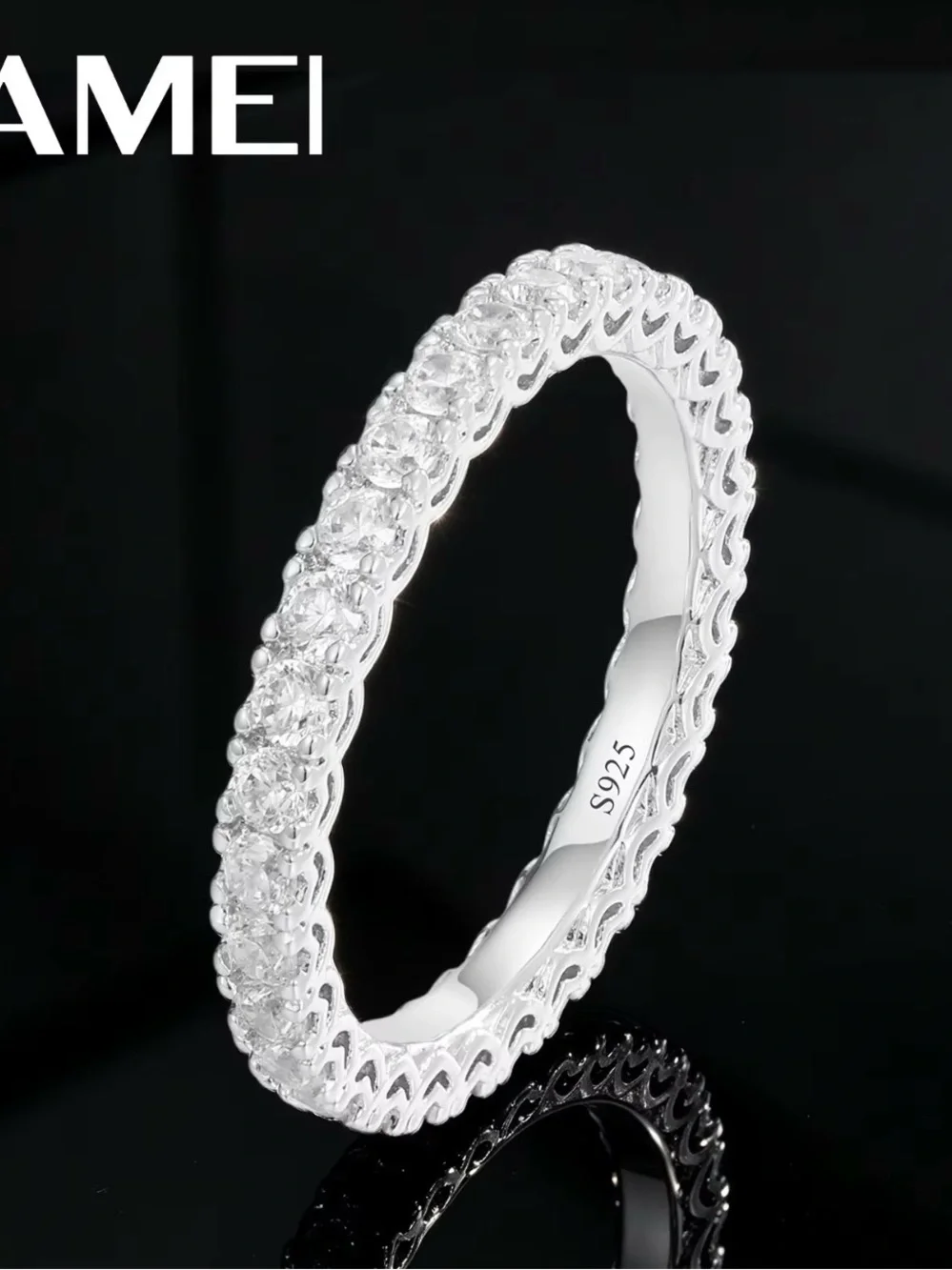 Sterling Silver or Gold Cubic Zirconia Eternity Band